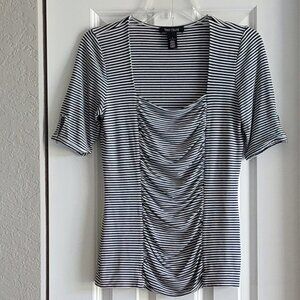 White House Black Market Short Sleeve Black & White Stripe Top Women's Size S